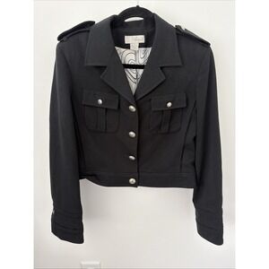 Spiegel Military Jacket Women 10 Black NWOT Vintage 90s Twill Button Front 01824